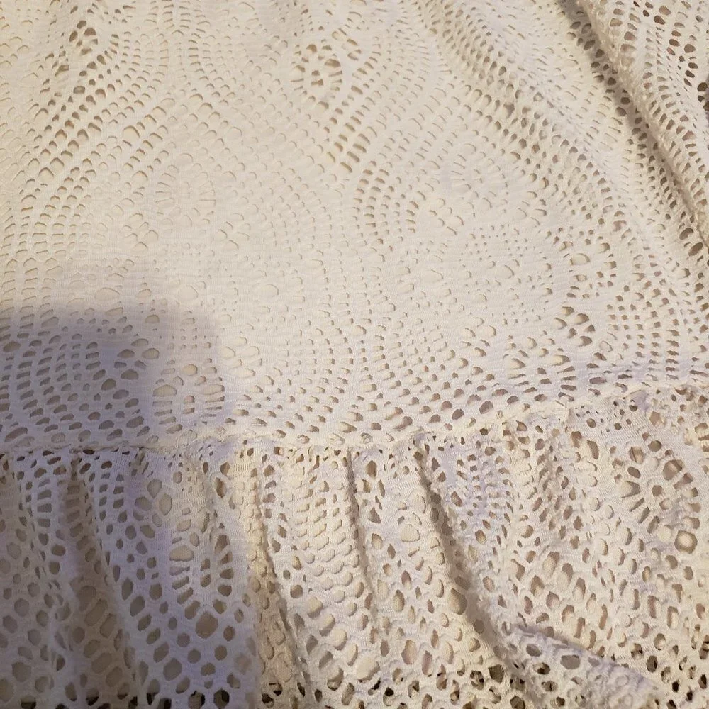 Emma & Michele Large Cream Net Crochet Lined Dress - Picture 5 of 10